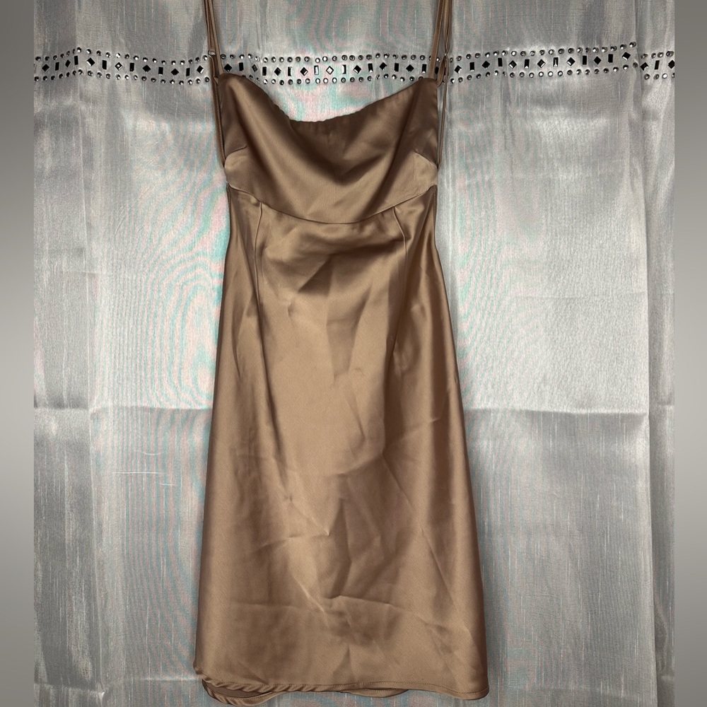 Tan Silk Mini Dress